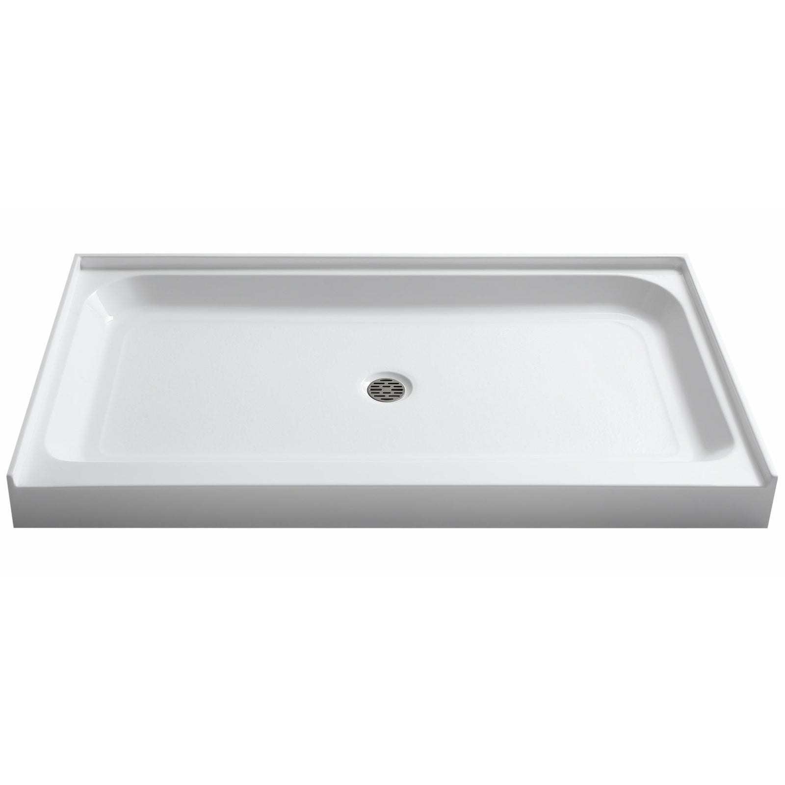 Anzzi Tier 32 x 60 in. Single Threshold Shower Base in Marine Grade Acrylic With Fiberglass Reinforcement in High Gloss White Finish - SB-AZ03 - Center Drain - Vital Hydrotherapy