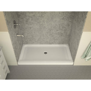 Anzzi Tier 32 x 60 in. Single Threshold Shower Base in Marine Grade Acrylic With Fiberglass Reinforcement in High Gloss White Finish - SB-AZ03 - Center Drain - Lifestyle - Vital Hydrotherapy