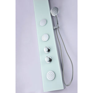Anzzi Titan Series 60 Inch Full Body Shower Panel with Acu-stream Directional Body Jets, Shower Control Knobs and Euro-grip Handheld Sprayer in White SP-AZ8096 - Vital Hydrotherapy