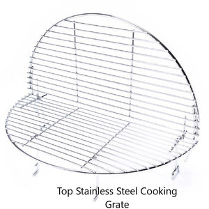 Top stainless steel cooking grate in a white background