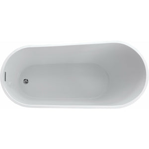Anzzi Trend Series 5.58 ft. Freestanding Bathtub in Marine Grade Acrylic High Gloss White - Built-in Chrome Overflow and Push Operated Reversible Drain - FT-AZ093 - Vital Hydrotherapy