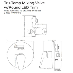 PULSE ShowerSpas LED Tru-Temp Pressure Balance 1/2" Rough-In Valve with Trim Kit 3002-RIV-PB