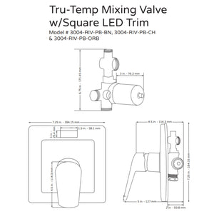 PULSE ShowerSpas LED Tru-Temp Pressure Balance 1/2" Rough-In Valve with Trim Kit 3004-RIV-PB