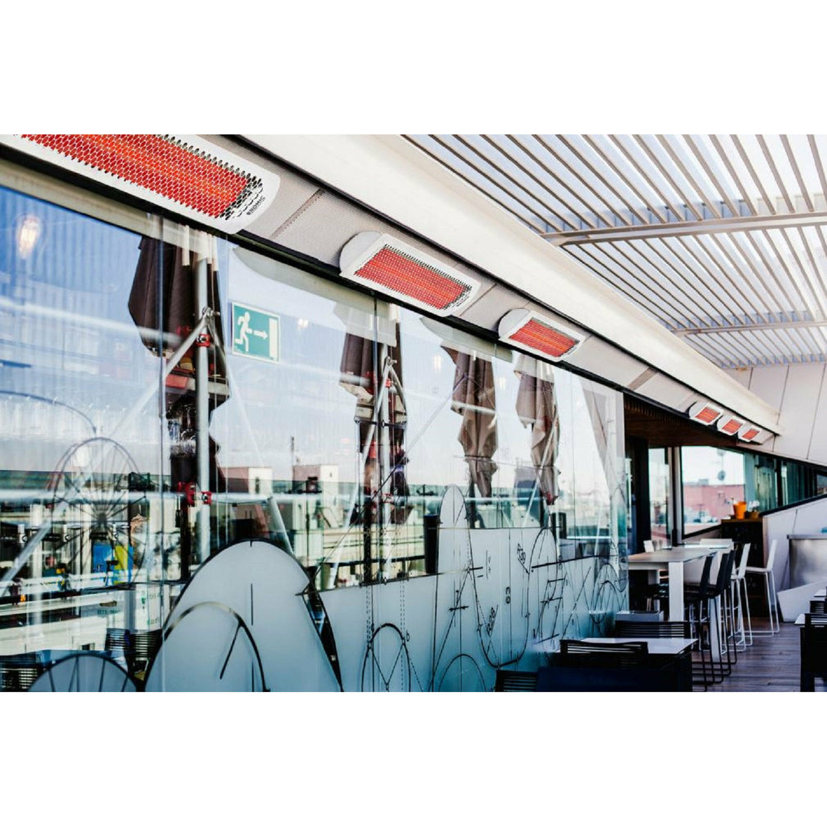 6000W Tungsten Smart-Heat Electric Patio Heater in White Stainless Steel, Black High Temperature Coating wall mounted set outdoor