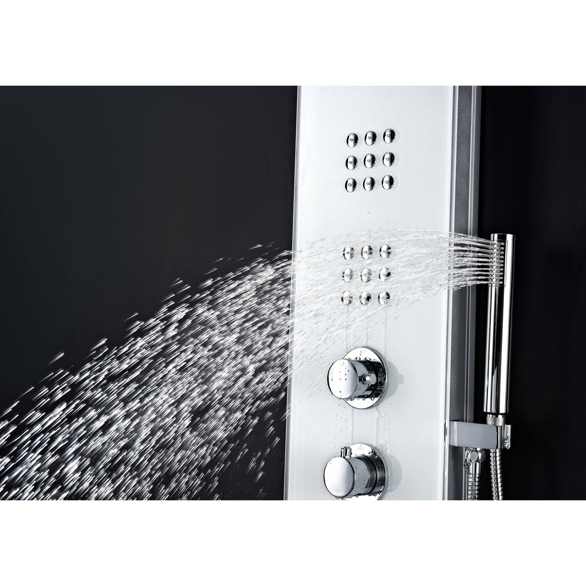 Anzzi Two Shower Control Knobs, Acu-stream Vector Massage Body Jet Sets and Euro-grip Hand Sprayer SP-AZ048 - Vital Hydrotherapy