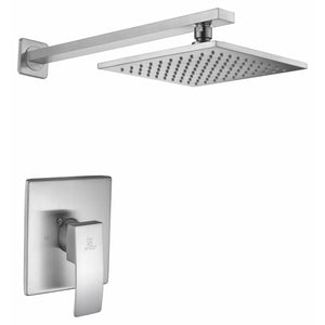 Anzzi Viace Series Wall Mounted Singular Lever Handle Control and Heavy Rain Showerhead in Brushed Nickel SH-AZ041 - Vital Hydrotherapy