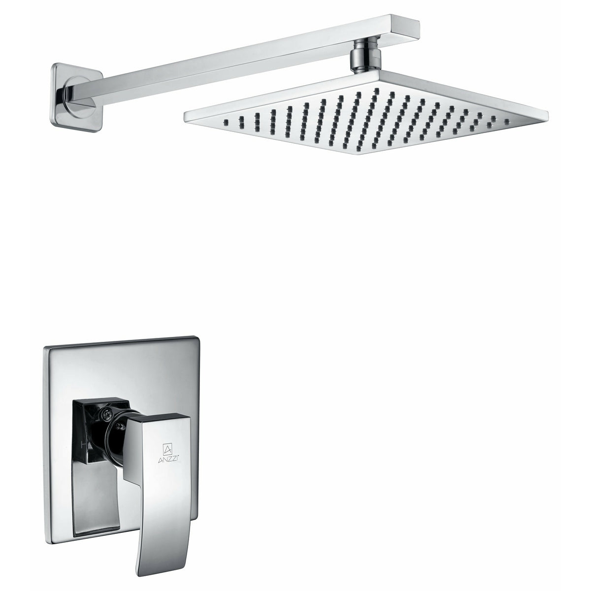 Anzzi Viace Series Wall Mounted Singular Lever Handle Control and Heavy Rain Showerhead in Polished Chrome SH-AZ041 - Vital Hydrotherapy