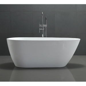 Legion Furniture 68" White Freestanding Soaking Tub - Acrylic - Soft Curves - Egg-Shape - Not Included: Faucet - Lifestyle setting - Front view - WE6515 - Vital Hydrotherapy