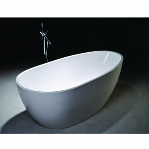 Legion Furniture 68" White Freestanding Soaking Tub - Acrylic - Soft Curves - Egg-Shape - Not Included: Faucet - Isometric view - WE6515 - Vital Hydrotherapy