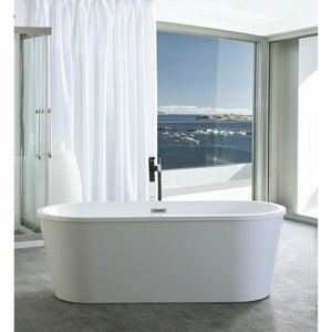 Legion Furniture 59" White Double Ended Freestanding Soaking Bathtub - Soft curves - Acrylic - With Overflow - Faucet sold separately - Lifestyle setting - Front view - WE6815-S - Vital Hydrotherapy