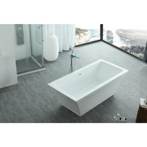 Legion Furniture WE6817 67" Double Ended White Freestanding Soaking Bathtub - Acrylic - With Slotted Overflow in Chrome Finish, Adjustable leveling legs - (Faucet sold separately) - Lifestyle setting - Top view - WE6817 - Vital Hydrotherapy