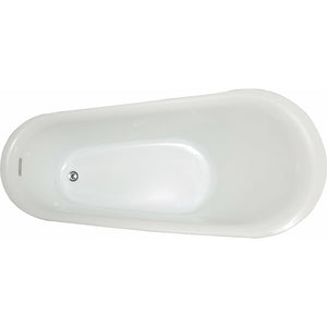 Legion Furniture 67" White Freestanding Soaking Slipper Bathtub - Acrylic - with Pop-up drain included-(chrome ) Overflow (brushed nickel) -located on the left - WE6843 - Top view - Vital Hydrotherapy