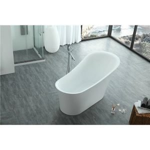 Legion Furniture 67" White Freestanding Soaking Slipper Bathtub - Acrylic - Lifestyle setting - Faucet sold separately - WE6843 - Vital Hydrotherapy