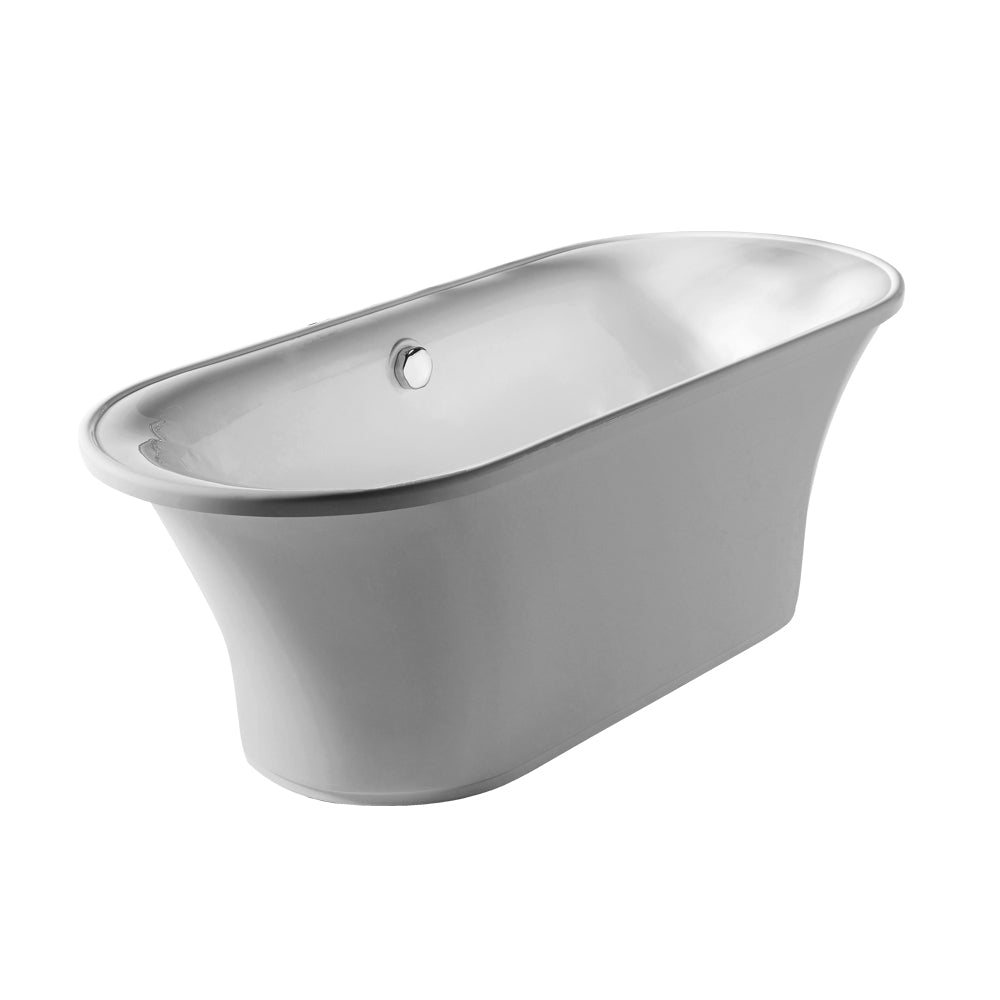 Whitehaus Bathhaus Oval Double Ended Freestanding Lucite Acrylic Bathtub with a Chrome Mechanical Pop-up Waste and Chrome Center Drain with Internal Overflow WHBL175BATH - Vital Hydrotherapy