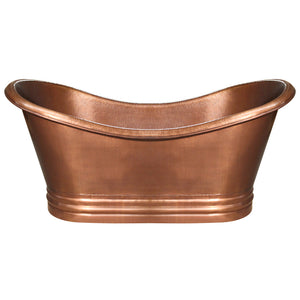 Whitehaus Bathhaus Copper Freestanding Handmade Double Ended Bathtub with Hammered Exterior, Lightly Hammered Interior and No Overflow WHCT-1001 - Vital Hydrotherapy