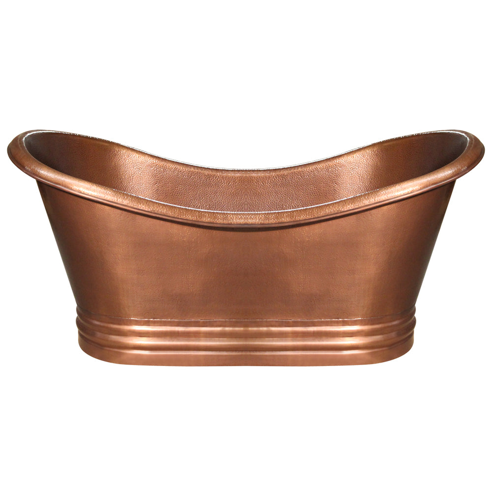 Whitehaus Bathhaus Copper Freestanding Handmade Double Ended Bathtub with Hammered Exterior, Lightly Hammered Interior and No Overflow WHCT-1001