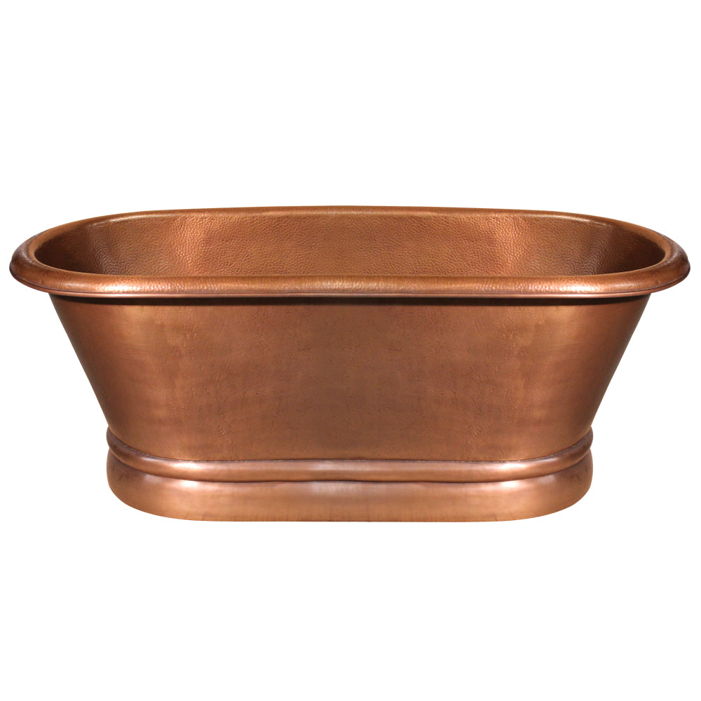 Whitehaus Bathhaus Copper Freestanding Handmade Double Ended Bathtub with Hammered Exterior, Lightly Hammered Interior and No Overflow WHCT-1002-OCH - Vital Hydrotherapy