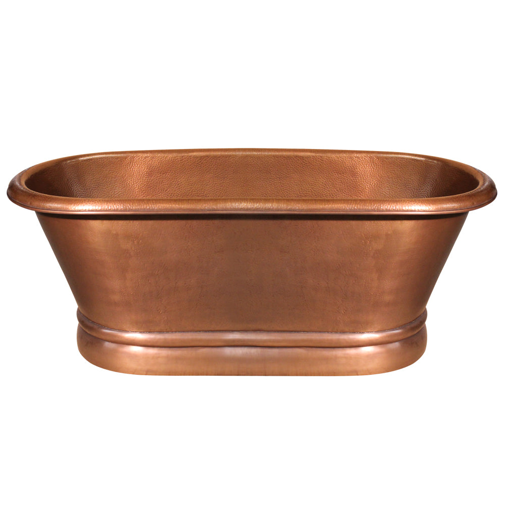 Whitehaus Bathhaus Copper Freestanding Handmade Double Ended Bathtub with Hammered Exterior, Lightly Hammered Interior and No Overflow WHCT-1002-OCH - Vital Hydrotherapy