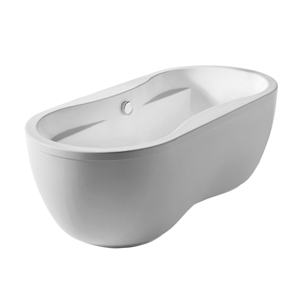 Whitehaus Bathhaus Oval Double Ended Dual Armrest Freestanding Lucite Acrylic Bathtub with a Chrome Mechanical Pop-up Waste and a Chrome Center Drain with Internal Overflow WHDB170BATH - Vital Hydrotherapy