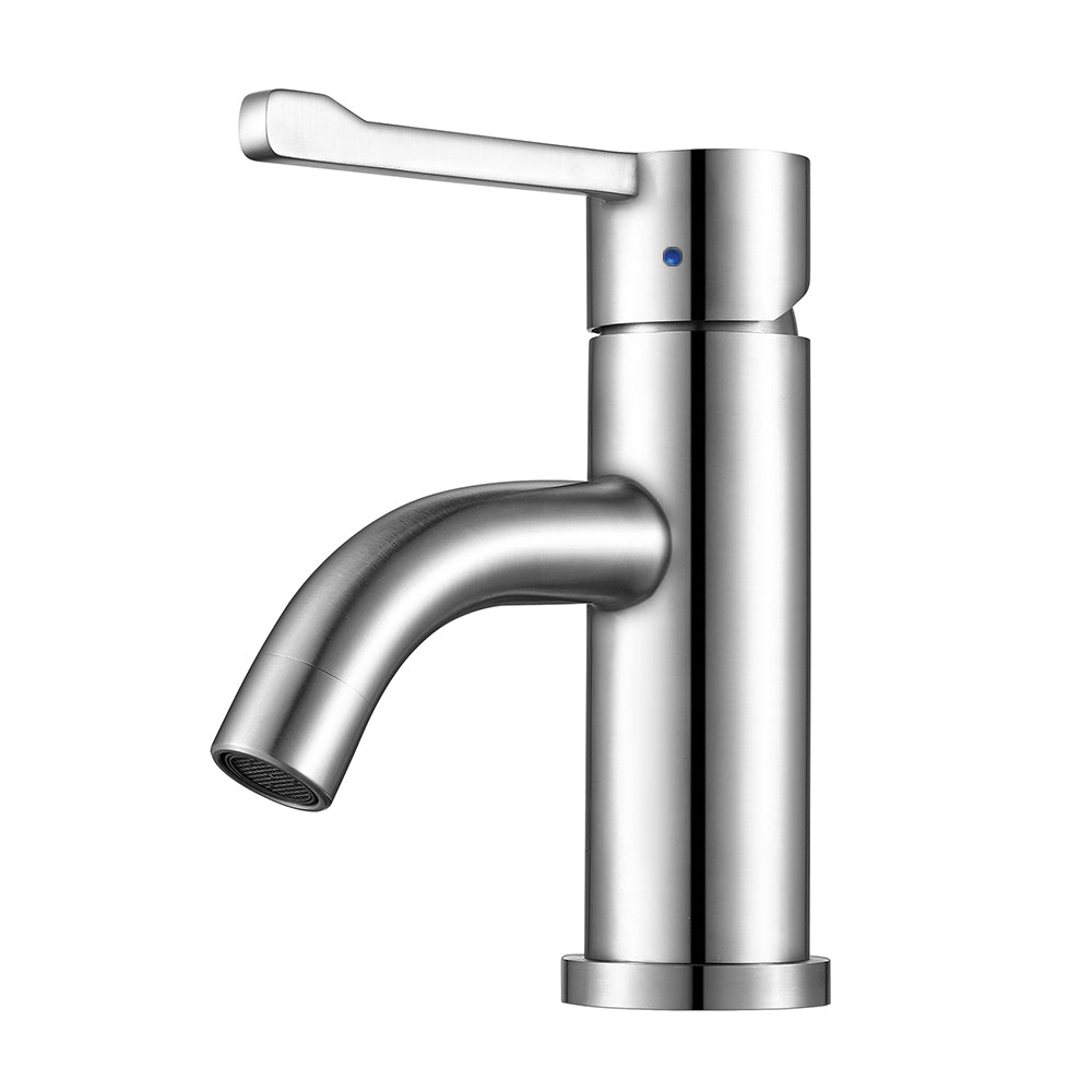 Whitehaus Waterhaus Solid Stainless Steel, Single Hole, Extended Single Lever Lavatory Faucet WHS0221-SB - Vital Hydrotherapy