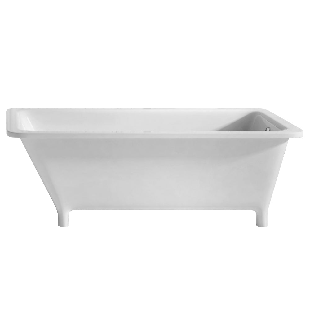 Whitehaus Bathhaus Rectangular Angled Back Freestanding Footed Lucite Acrylic Bathtub with a Chrome Mechanical Pop-up Waste and Right Center End Drain with an Internal Overflow WHSQ170BATH - Vital Hydrotherapy