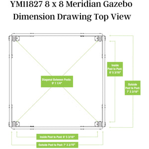 Yardistry 8 x 8 Meridian Gazebo YM11827COM - Dimension Drawing - Top View - Vital Hydrotherapy