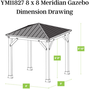 Yardistry 8 x 8 Meridian Gazebo YM11827COM - Dimension Drawing - Vital Hydrotherapy