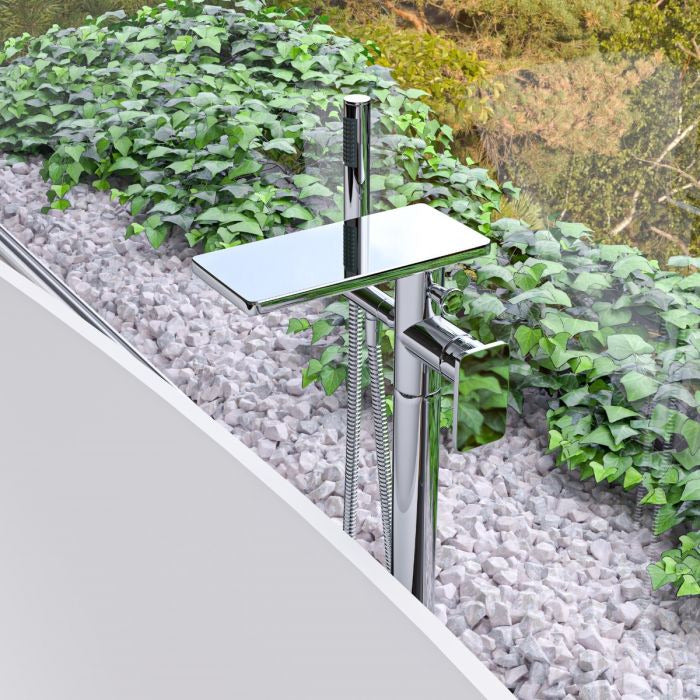 ALFI brands Flat Rectangular Shelf Style Spout With Single Lever Handle in Polished Chrome - Vital Hydrotherapy