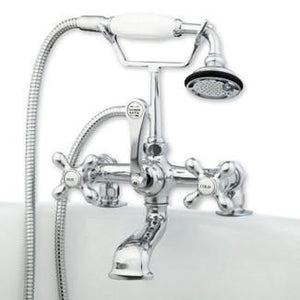 Cambridge Plumbing Clawfoot Tub Brass Deck Mount Faucet with Hand Held Shower Polished Chrome CAM463-2 - Vital Hydrotherapy