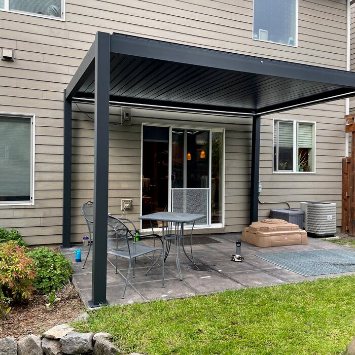 Bon Pergola Motorized Aluminum 10'x10' Villa Pergola VP-DIY-3325 - Black - Lifestyle setting - Vital Hydrotherapy