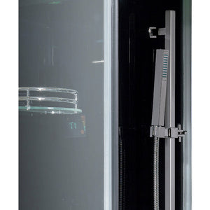 Platinum black tempered glass door handle with organizer rack and shower band