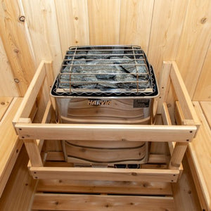 Dundalk Canadian Timber Harmony 4 Person White Cedar Sauna CTC22W - with Harvia Heater - Inside view - Vital Hydrotherapy
