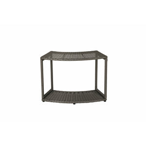 MSpa Wicker Open Storage Unit for Round Spa - cool grey color in a white background