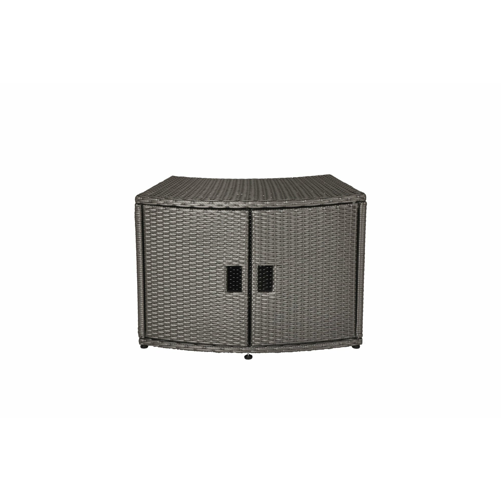 Wicker Cabinet Storage Unit for Round Spa - cool grey color in a white background