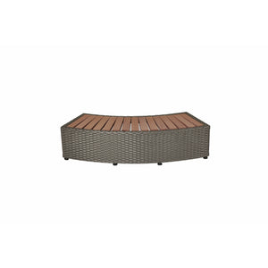 MSpa Curved Wicker Step for Round Spa color grey in white background
